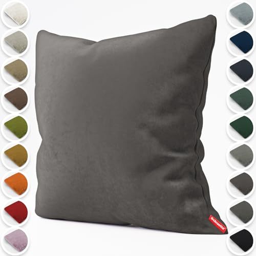 Schuette® Dekorativer Kissenbezug aus Samt mit verdecktem Reißverschluss • Millenium Velvet Kollektion: Great Wolf (Gray) • Knitterfrei • Kuschelweich • Zierkissen • Sofakissen