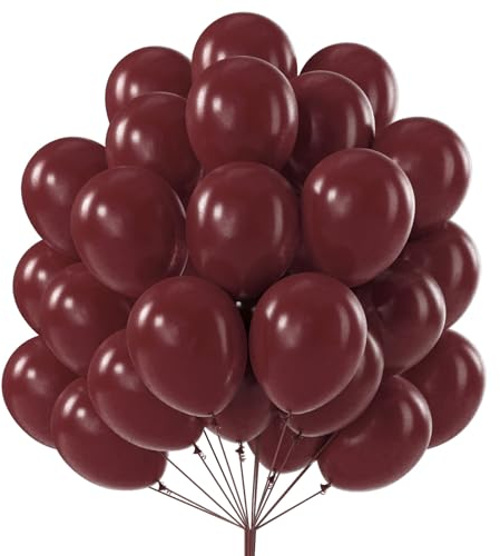 PartyWoo Luftballons Weinrot, 50 Stück 10 Zoll Ballons Bordeaux, Weinrote Luftballons für Ballongirlande oder Ballonbogen als Partydeko, Geburtstagsdeko, Hochzeitsdeko, Babypartydekoration, Rot-Y62