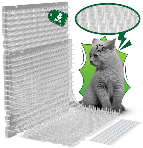 ohlela 8 Stück Scat Mat für Katzen - 40,6 x 33 cm Katzenschreck Matte mit 2,5 cm Spike ist eine effektive Streunkatzenabwehr Outdoor & Indoor Matte zur Abschreckung von Katzen & Hunden. Katzenschreck