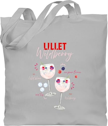 Baumwolltasche - Karneval & Fasching - Taschen - Lillet Wildberry Rezept Lustiges Geschenk Lilletfan Wildberry Lillet Fanartikel - Unisize - Hellgrau - wurfbeutel fassenacht wild berry jutebeutel