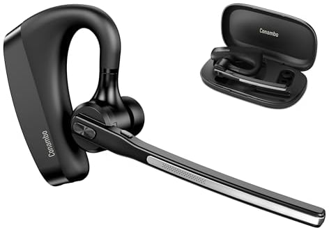 Conambo Aktualisiert V5.2 Bluetooth Headset,Headset mit Mikrofon Bluetooth mit CVC 8.0 und ENC Geräuschreduzierung für Business Office Trucker,Bluetooth Handy Headset Kompatibel mit Ladebox