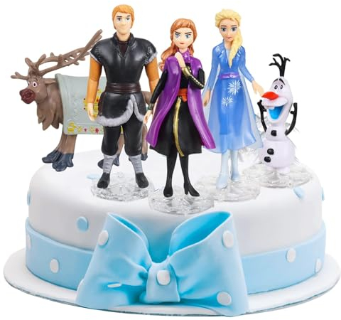 Elsa - Set di 5 Statuette per Decorazione Torta, per Bambini, Ragazze, Compleanni, Feste di Auto