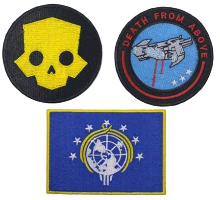 mokarier Super Earth Embroidered Patch Game Patch Iron on Logo Vest Jacket Cap Hoodie Backpack Patch Iron On/sew on Patch (B)