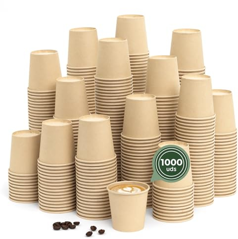 MAXI PRODUCTS - 1000 unidades Vasos Café Desechables Kraft - Vasos Cartón 120 cc - Vasos Desechables Catering - Vasos Café para Llevar - APTO BEBIDAS CALIENTES Y FRÍAS
