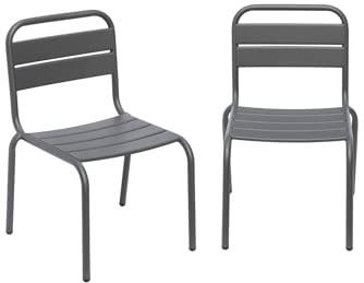 2er-Set anthrazitfarbene Kinderstühle aus Metall - Kristoff
