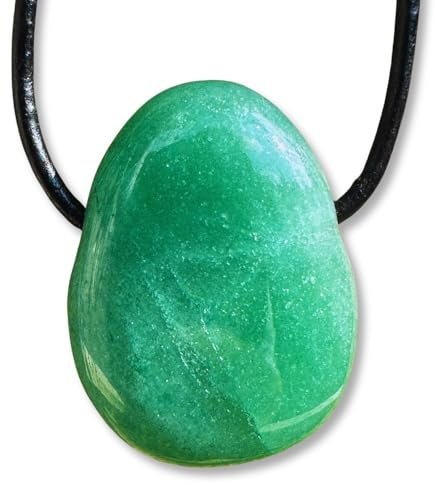 Naturvagant Premium Aventurin Kette mit natürlichem Aventurin Stein | ca. 20-30 mm Edelstein Anhänger | Aventurin Anhänger mit Lederband