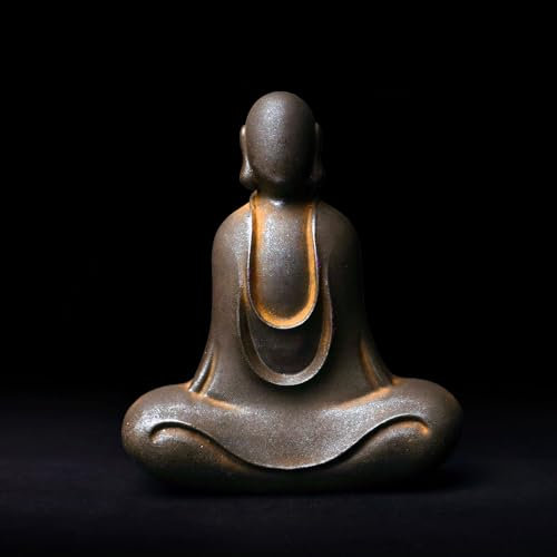 Daisylily Buddha-Statue ohne Gesicht, massives Gusseisen, für drinnen und draußen, Zen-Dekor für spirituelle Raummeditation