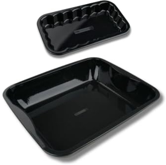 FM Professional Set plat XXL et petit plat à four acier émaillé | Cuisson familiale, Lot de 2 formats, Grand plat 40 x 34 cm, Petit plat 21 x 12 cm, Four 400°C, Lave-vaisselle