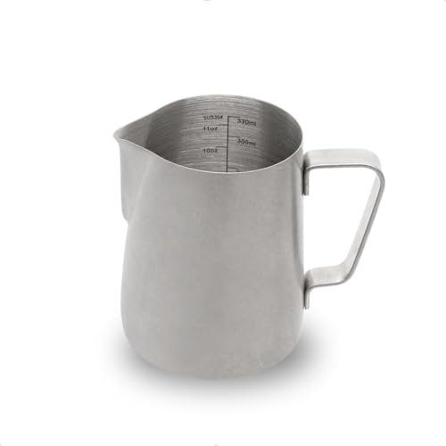 watchget Jarra de espuma de leche de acero inoxidable de 350 ml, jarra de vapor espresso para capuchino, arte con leche, accesorios para máquina de café, jarra de leche, taza espumadora de leche,