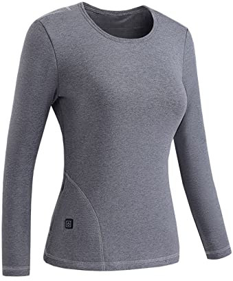 Beheizbare Unterwäsche Damen, 2024 Sale Beheizte Thermo-Langarmshirt Elektrische Heizunterwäsche USB Elektrisch Beheizte Langarm T-Shirts Waschbare Elektrisch Beheizte Thermooberweste (Ohne Powerbank)