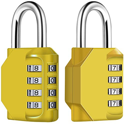 Diyife Combination Padlock, [2 Pack] 4 Digit Lock Combination, Resettable Combination Padlock Weatherproof Outdoor for School Gym Locker Cabinet, Garage, Gate, Shed (Yellow)