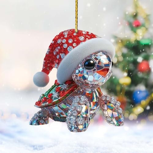 Weihnachten Acryl Tier Dekor, Weihnachtsbaumschmuck Kristall Bunte 2D-Acryl-Weihnachtsanhänger Weihnachtsdeko Weihnachtskugeln Weihnachtskugeln Anhänger für Wohnzimmer Schlafzimmer (J)