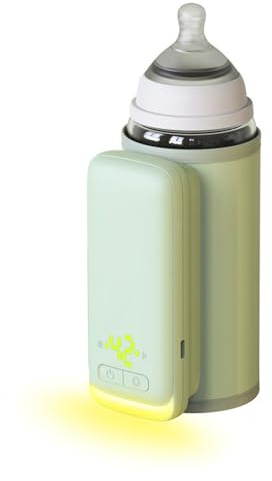Flaschenwärmer mit Genauer Temperaturanzeige, Schnelles Aufheizen, Präzise Temperaturregelung, Tragbarer Flaschenwärmer, Isolierte Hülle für Muttermilch und Milchnahrung (grün)