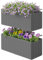 Outsunny Set of 2 Hanging Flower Boxes, 50 cm Long, Rattan Look Flower Pot with Drainage Holes and Hooks, Railing Box for Fence Balcony Garden, Grey