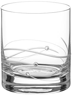 DIAMANTE Whisky Glass Crystal - Just for You - Spiral - Gift Ready Single Short Drink Tumbler with Swarovski Crystals and Present Box