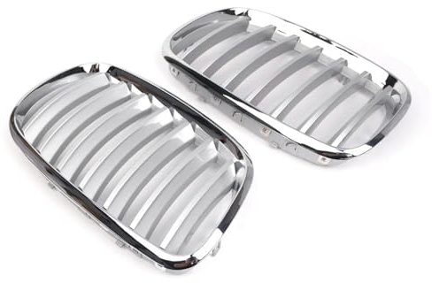 OQRDVVTT Rejillas Frontales Radiador Rejilla Delantera Tipo Riñón para Coche Rejilla Malla Cromada ABS Accesorios para B&MW E70 E71 X5 X6 2008 2009 2010 2012 2013 2 Unidades Rejillas Delanteras