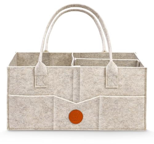 HAGOT Baby Windel Caddy Organizer, Wickeltisch Organizer, Tragbarer Wickelorganizer, Wickeltasche Organizer, Faltbarer Filztasche Organizer mit Fächern, für Feuchttücher und Babysachen
