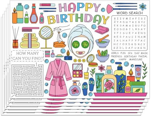 WEBEEDY 30 Stück Spa Platzsets zum Ausmalen Glücklich Geburtstag Ausmal -Platz-Sets Für Den Esstisch 40 x 28cm Bemalbare Tischdecke Für Restaurant Unterhaltung Basteln