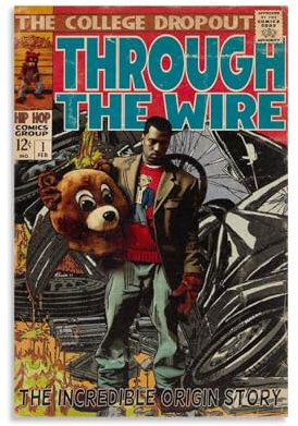 YXRONG Musikposter, Motiv: Kanye West, Sänger, Album, Poster, Dekoration, Ölgemälde, Leinwand, Poster und Kunst, bildlich, modern, Heimdekoration, Poster, 30 x 45 cm, ungerahmter Stil