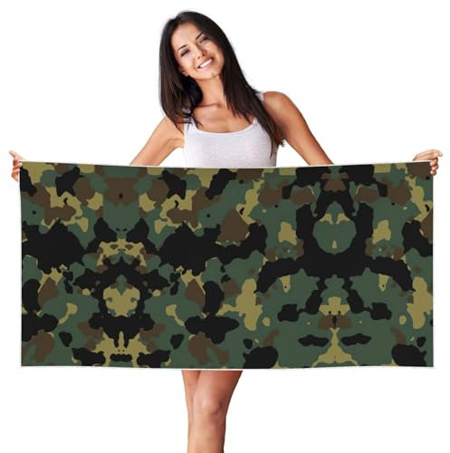 HTTUP Strandtuch mit Camouflage-Muster, schnelltrocknend, leicht, übergroß, für Erwachsene, für Reisen und Pool