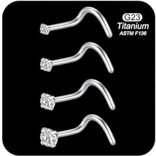 AVYRING 4 Stück Nasenstecker Titan, 20G Silber Nasenpiercing Stecker mit Zirkonia für Frauen und Männer, Chirurgenstahl Nostril Piercing Schmuck