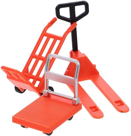 FUNOMOCYA Miniatur Gabelstapler mit Mini Plattformwagen und Handhubwagen Robustes Baustellen Spielzeugfahrzeug für für Jungen zu Geburtstag und Weihnachten