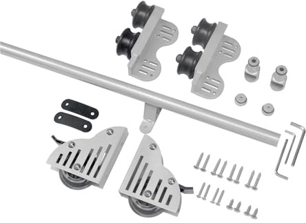 2 m Silberne verschiebbare Bibliotheksleiter-Hardware, einziehbare obere Rolle, Heimbüro, Bibliothek, Rollschienen-Set, Bodenrad mit Bremsen Rollende Bibliotheksleiter-Kit
