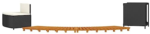 CIOURSTO Massage Badewannen-Set im Freien, Schwarz Poly Rattan Massivholz Akazie, Bank, Regal und Stufe, Modernem Design (Bank + Regal + 2X Stufe)