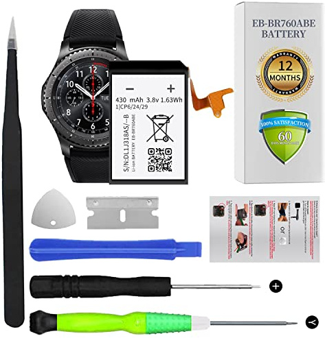 Akku für Samsung Gear S3 Frontier (SM-R760), Abtter für Samsung Gear S3 Classic SM-R770 BR760 R765 EB-BR760ABE GH43-04699A mit professionellen Reparaturwerkzeugen