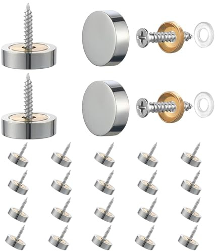 MejaRizon 20 Sätze Zierschrauben, 20mm Spiegelschrauben, (16-30mm) Schrauben Abdeckkappen Edelstahl, Dekorative Kappen Geeignet für Spiegeltische, Teetischen, Kleiderschränke, Möbel, Werbeschilder