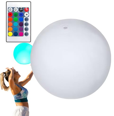Boules de Piscine Lumineuses en néon 16 Couleurs Vives Jouet LED Flottant Gonflable 4 Modes de lumière réglables Boule Lumineuse imperméable pour et Adultes