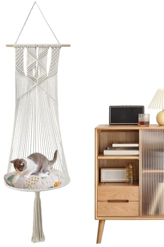 Boho Cat Swing Bed - Bohemia Multifunctional Cat Bed,Kitten Hammock Swing, Comfortable Hammock for Climbing, Playing, Napping, Sleeping