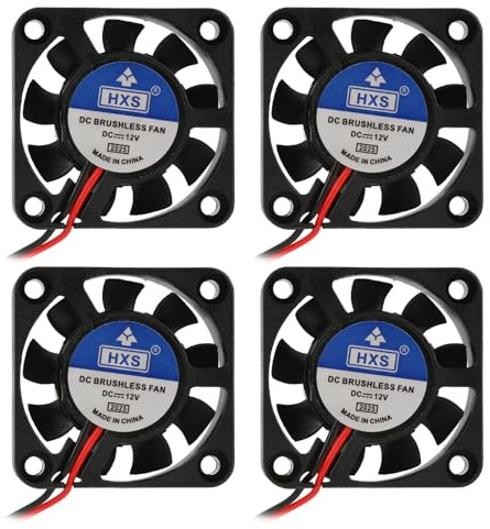 4 ventiladores silenciosos de 12 V, ventiladores axiales CC de 40 x 40 x 10 mm (4010) con cable de 15 cm, para PC, impresoras 3D, NAS, DVR y pequeños dispositivos – 0,08 A de baja corriente