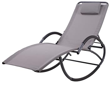 DELUKE Schaukelliege Lucia Stahl Grau Stahl | Sonnenliege Relaxliege Gartenliege
