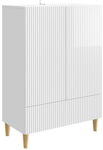 vidaXL Sideboard Hochglanz Weiß 66 x 34,5 x 95 cm Holzwerkstoff, Elegantes Sideboard, modernes Design, funktionaler Stauraum, vielseitiger Schrank, viel Platz für Dein Zuhause