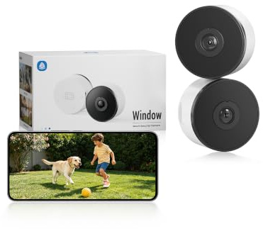 2K Magnetic Window Camera for Flats & Home Security, Renter-Friendly, 2Pack | Smart Person & Vehicle Detection, Anti-Glare Through Glass, No Drilling Stick-On, Full Color Night Vision, 2.4/5GHz WiFi, 3MP