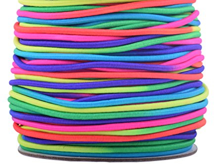 KONMAY Cordón elástico de goma para hacer joyas, 1 rollo de 40 metros y 2 mm, cuerda elástica redonda arcoíris para pulseras, cuentas y manualidades