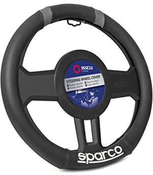 SPARCO SPC1114GR Steering Wheel Cover Flat Bottom, Black/Grey