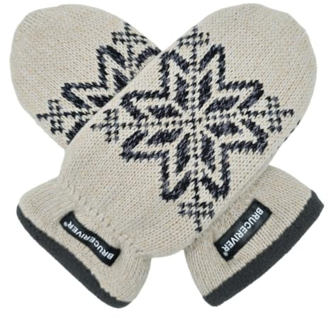 BRUCERIVER Damen Strickhandschuhe Schneeflocke | Warme Fleecefütterung