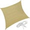 TecTake® Tenda a Vela Ombreggiante Quadrata in Polietilene, Protezione dai Raggi UV, Vela da Sole Ombreggiante con Set Funi di Tensione - Beige, Quadrato, 4 m