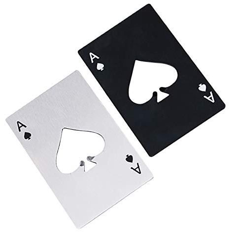 Airoads Ace of Spades Bottle Opener Credit Card Size Pocker Cap Opener Portable Stainless Steel Can Opener (2 Pack Black & Silver)