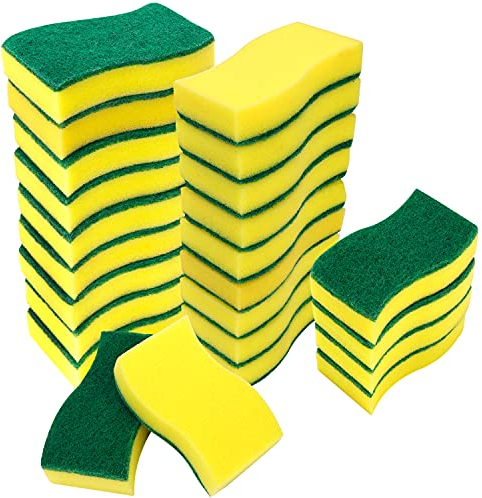 BELLE VOUS Estropajo Cocina Resistente (Pack de 24) Estropajo Cocina No Raya para Platos y Baño - Esponja Cocina Dos Lados – Limpieza sin Esfuerzo