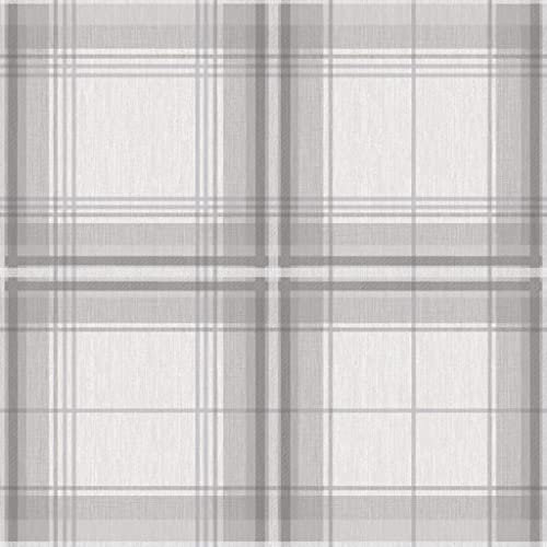 Arthouse | Woven Check Grey/White Wallpaper | Modern Tartan Design with Textured Finish | Paste The Paper | Durable Vinyl Wallpaper for Living Rooms, Bedrooms & Feature Walls | 1005 x 53cm