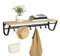 ACAZA Porte-Manteau Mural avec Etagère de Rangement, Tringle et 8 Crochets, Cadre en métal, Style Industriel, pour Entrée, Couloir, Chambre, Salle de Bains, Salon, couleur chêne clair