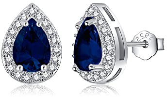 MASOP Ohrstecker Silber 925, Geburtsstein Saphir Ohrringe Silber für Frauen Damen Mädchen Schmuck Geschenke zum Geburtstag September
