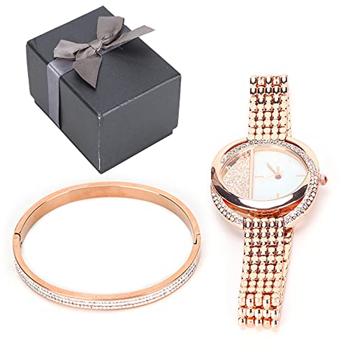 YUYTE Damenarmbanduhr, Armband Schmuckset, Damenuhren, Business Quarzuhr mit Armband, Roségold und Gold für Damen, Mädchen, Quarzuhr(Roségold)