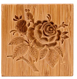 Rose Cookie Stempel Ausstechform, 6 Arten Prägeform Handwerk Dekorieren Backwerkzeug, Tannenzapfen Keksstempel Holz Backform Rosen Blume Kuchen Form DIY Backen Dekoration Werkzeug Keksform