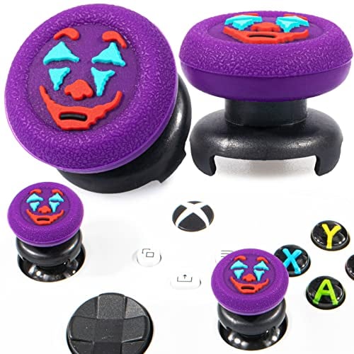 PlayRealm FPS Thumbstick Extender &Textur Gummi Silikon Griffabdeckung Thumb Grip Aufsätze 2 Sätze für Xbox Series X/S & Xbox One Controller (Joker Violett