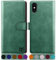 SUANPOT for iPhone X/XS 5.8 case with [Credit Card Holder][RFID Blocking],PU Leather Flip Book Protective Cover Women Men for Apple X/XS Phone case Sea Green