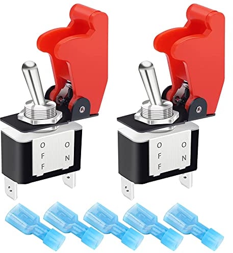 Gebildet 2Stück Kippschalter 12VDC 20A Sicherheitsabdeckung Marine Kippschalter 250VAC 15A Hochleistungs-SPST EIN/AUS 2-polig für Auto, Auto, LKW, Boot